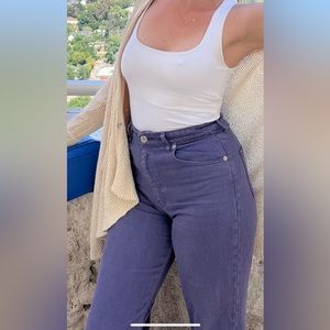 Zara Wide Leg Purple Denim Jeans